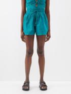 Ulla Johnson - Rina Tasselled Stitch-pleated Cotton Shorts - Womens - Green