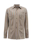 Matchesfashion.com Ahluwalia - Safari-pocket Striped Reclaimed-cotton Jacket - Mens - Brown