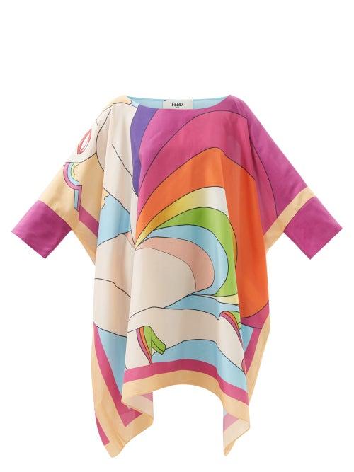 Fendi - X Antonio Lopez Printed Silk Kaftan - Womens - Light Pink Multi