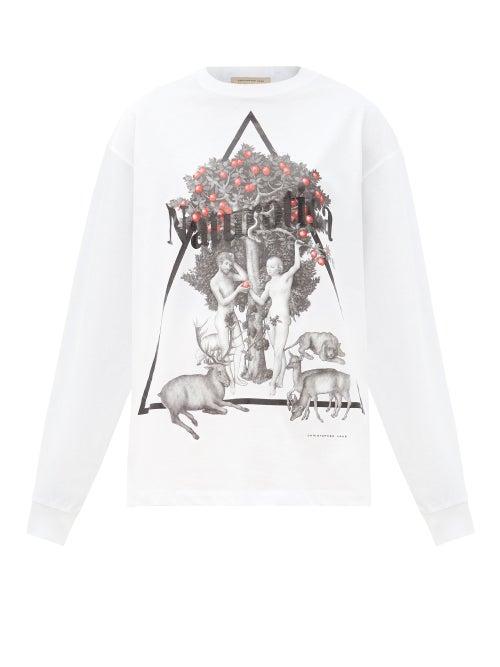 Matchesfashion.com Christopher Kane - Naturotica-print Long-sleeved Cotton T-shirt - Womens - White