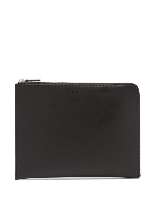 Matchesfashion.com Jil Sander - Logo Debossed Leather Pouch - Mens - Black