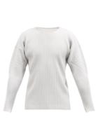 Homme Pliss Issey Miyake - Technical-pleated Long-sleeve T-shirt - Mens - Grey