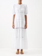 Charo Ruiz - Nadine Crochet-inset Cotton-blend Maxi Dress - Womens - White