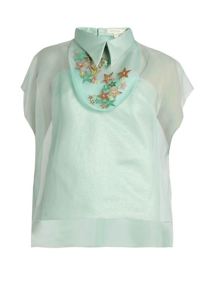 Delpozo Star-embellished Silk-organza Top