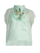 Delpozo Star-embellished Silk-organza Top