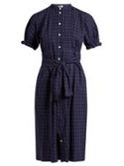 Sea Short-sleeved Varsity-plaid Cotton Dress