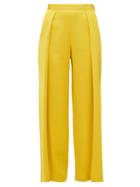 Matchesfashion.com Maison Rabih Kayrouz - Textured Pleat Satin Trousers - Womens - Yellow