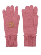 Gucci - Gg-intarsia Cashmere-lined Gloves - Womens - Pink