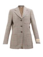 Gucci - Single-breasted Prince Of Wales-check Wool Jacket - Womens - Grey