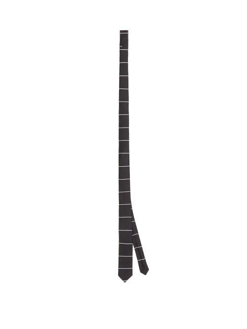 Matchesfashion.com Saint Laurent - Slim Striped Silk Faille Tie - Mens - Black