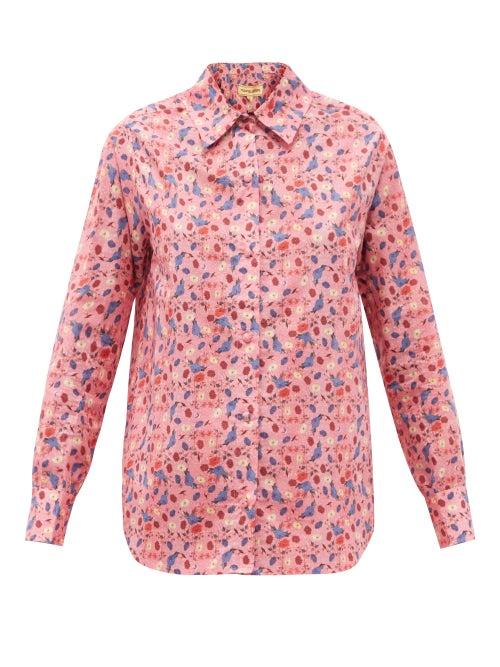 Matchesfashion.com Muzungu Sisters - Fern Paradise-print Organic-cotton Shirt - Womens - Pink Print