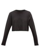 Matchesfashion.com Wardrobe. Nyc - Cropped Long Sleeved Cotton T Shirt - Womens - Black