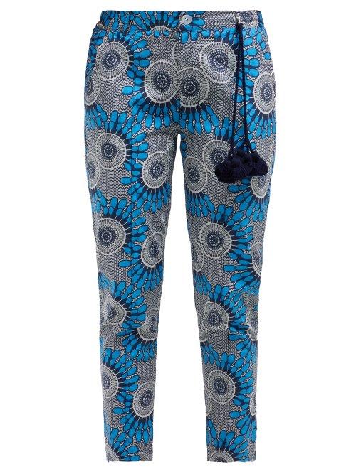 Matchesfashion.com Figue - Zulu Cropped Cotton Trousers - Womens - Blue Print