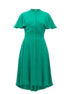 Matchesfashion.com Alexander Mcqueen - Ruffled-sleeve Silk Crepe De Chine Dress - Womens - Green