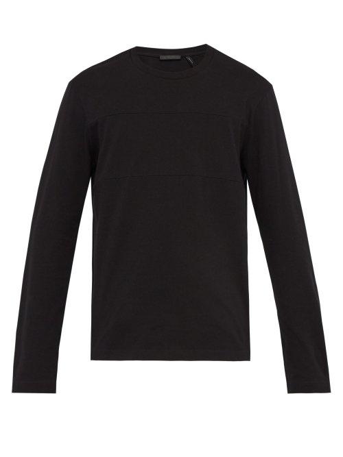 Matchesfashion.com Helmut Lang - Logo Printed Panelled Long Sleeved Cotton T Shirt - Mens - Black