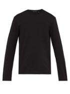 Matchesfashion.com Helmut Lang - Logo Printed Panelled Long Sleeved Cotton T Shirt - Mens - Black