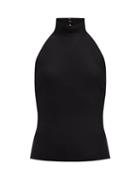 Ladies Rtw Saint Laurent - Halterneck Ribbed Jersey Top - Womens - Black