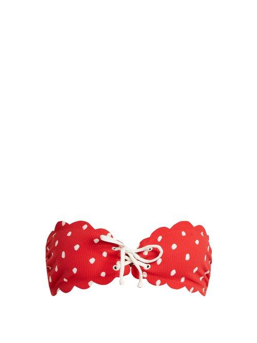 Matchesfashion.com Marysia - Antibes Lace Up Bandeau Bikini Top - Womens - Red