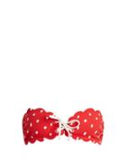 Matchesfashion.com Marysia - Antibes Lace Up Bandeau Bikini Top - Womens - Red