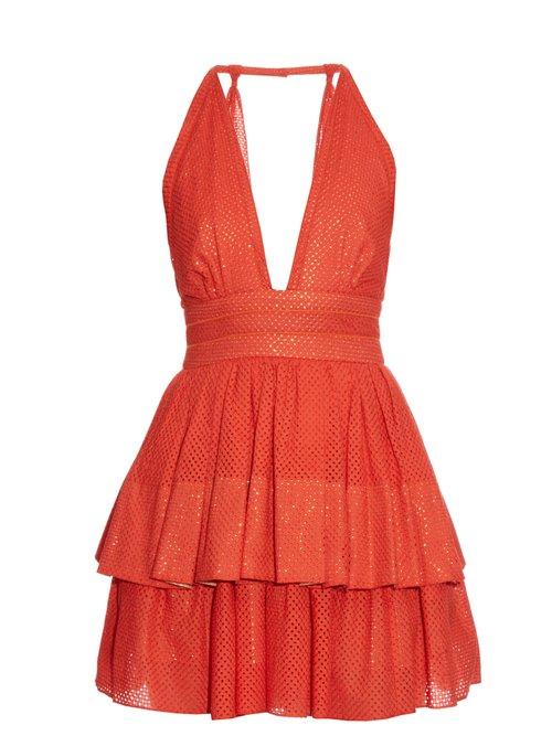 Matchesfashion.com Sophie Theallet - Anais Plunging Neckline Dress - Womens - Red
