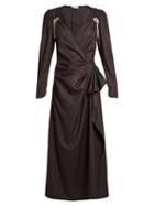 Matchesfashion.com Attico - Pat Pinstriped Stretch Wool Midi Dress - Womens - Black