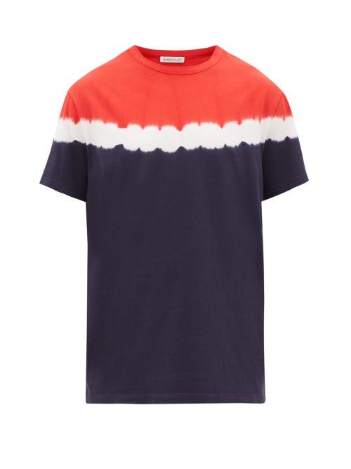 Matchesfashion.com Moncler - Logo-patch Tie-dye Cotton-jersey T-shirt - Mens - Blue Multi