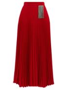 Matchesfashion.com Christopher Kane - Crystal-embellished Pleated Crepe Skirt - Womens - Red