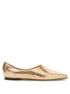 Matchesfashion.com Jimmy Choo - Joselyn Metallic Croc Effect Leather Ballet Flats - Womens - Gold