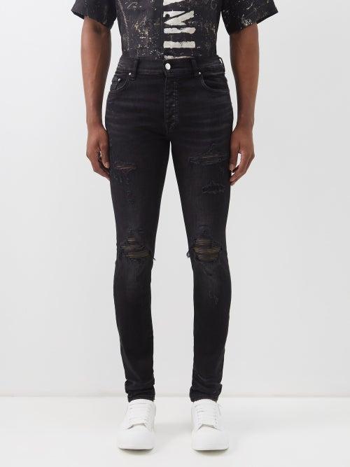 Amiri - Distressed Stretch-denim Slim-leg Jeans - Mens - Black