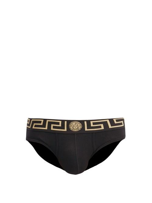 Versace - Medusa-jacquard Low-rise Stretch-cotton Briefs - Mens - Black