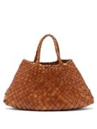 Ladies Bags Dragon Diffusion - Santa Croce Small Woven-leather Tote Bag - Womens - Tan