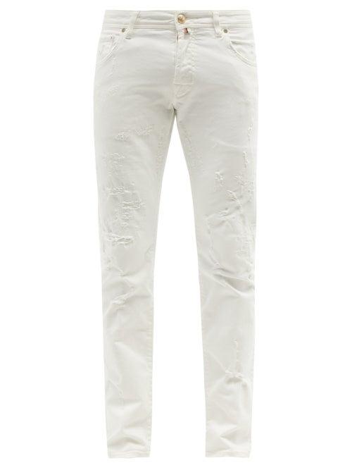 Jacob Cohn - Nick Distressed Slim-leg Jeans - Mens - White