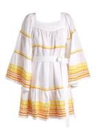 Matchesfashion.com Lisa Marie Fernandez - Peasant Flared Sleeve Linen Dress - Womens - White Multi
