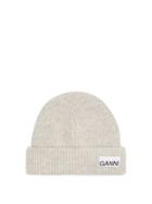 Matchesfashion.com Ganni - Logo-patch Ribbed Wool-blend Beanie - Womens - Light Grey