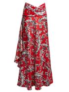 J.w.anderson Asymmetric Fluted-hem Satin Maxi Skirt