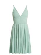 Elie Saab Deep V-neck Pleated-knit Mini Dress