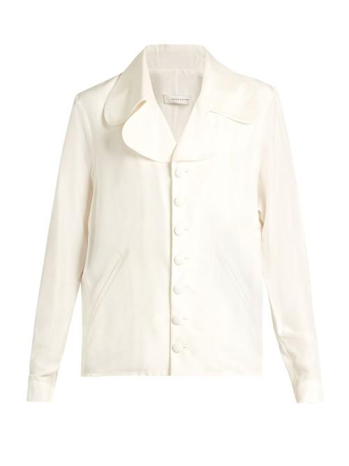 Wales Bonner Baba Oversized-lapel Silk-noil Shirt
