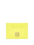 Balenciaga - Hourglass Cross-embossed Leather Cardholder - Womens - Yellow