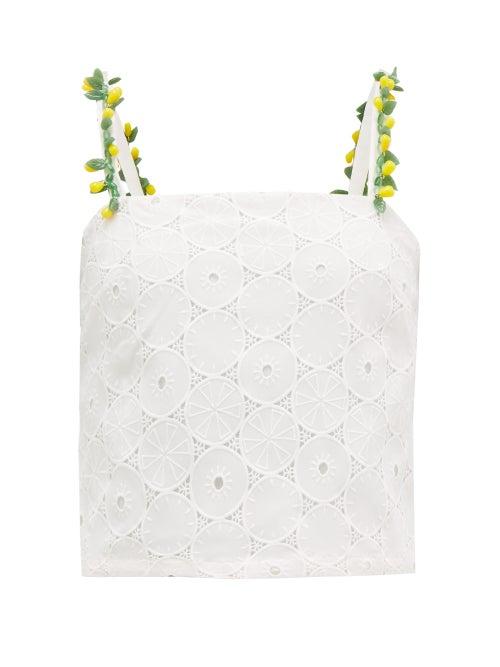 Matchesfashion.com Staud - Beaded Broderie Anglaise Camisole Top - Womens - White