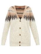 Matchesfashion.com Altuzarra - Sita Fair Isle Wool Blend Cable Knit Cardigan - Womens - Ivory Multi