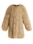 Saint Laurent Oversized Collarless Goat-fur Coat