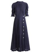 Alessandra Rich Polka Dot-print Pleated Silk Dress