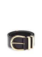 Matchesfashion.com Khaite - Bella 18kt Gold-plated Buckle Leather Belt - Womens - Black