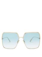 Matchesfashion.com Dior - Everdior Square Metal Sunglasses - Womens - Blue Gold