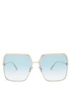 Matchesfashion.com Dior - Everdior Square Metal Sunglasses - Womens - Blue Gold