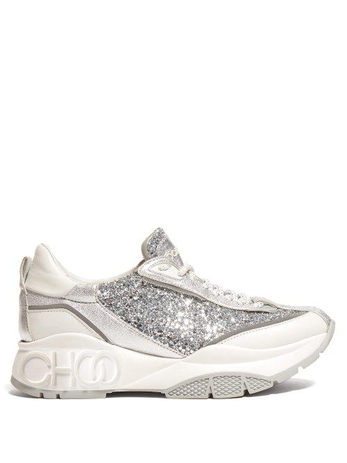 Matchesfashion.com Jimmy Choo - Raine Glitter Low Top Trainers - Womens - White Silver