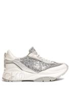 Matchesfashion.com Jimmy Choo - Raine Glitter Low Top Trainers - Womens - White Silver