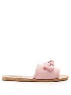 Ancient Greek Sandals Taygete Bow-embellished Denim And Leather Slides