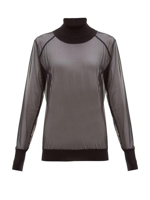 Matchesfashion.com Wolford - Tony Roll-neck Tulle Sweater - Womens - Black
