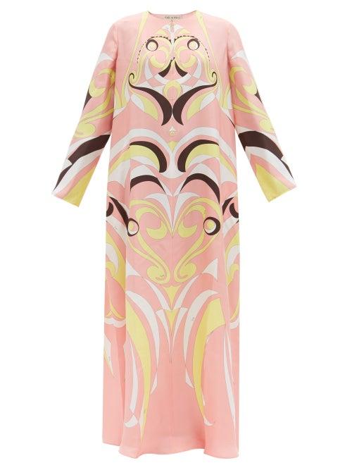 Emilio Pucci - Occhi-print Silk-twill Kaftan - Womens - Pink Print